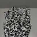 Allegra K Women's Suits 1 Piece Dress Set V Neck Floral Print Sleeveless Dress X-Large Black White