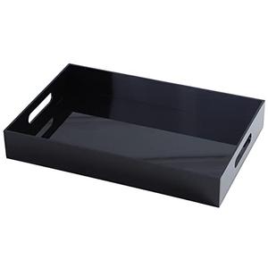 Sooyee Acrylic Serving Tray with Handles,16" x 12" Decorative Tray for Breakfast, Tea, Food, Butler,Coffee,Table Ottoman Vanity Countertop,Black