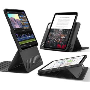 ESR for iPad Pro 11 Inch Case 2024 5th Generation (M4), Rotating Case with Removable Magnetic Cover, Adjustable Portrait/Landscape Stand with Raised Screen View, 9 Standing Angles, Shift Series, Black (Pro 11" (2024))