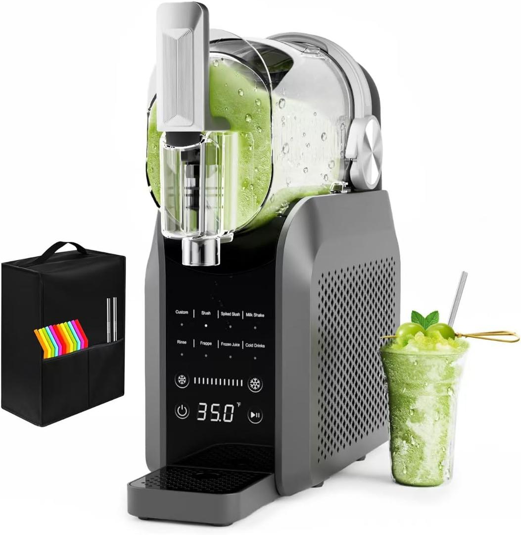 Slushie Machine, No Ice Needed, 88 oz Slushie Machine for Home with Dust Cover, Professional Frozen Drink Maker, 7 Preset Programs+Rinse, Frozen Margaritas, Frapps, Milkshake, and More