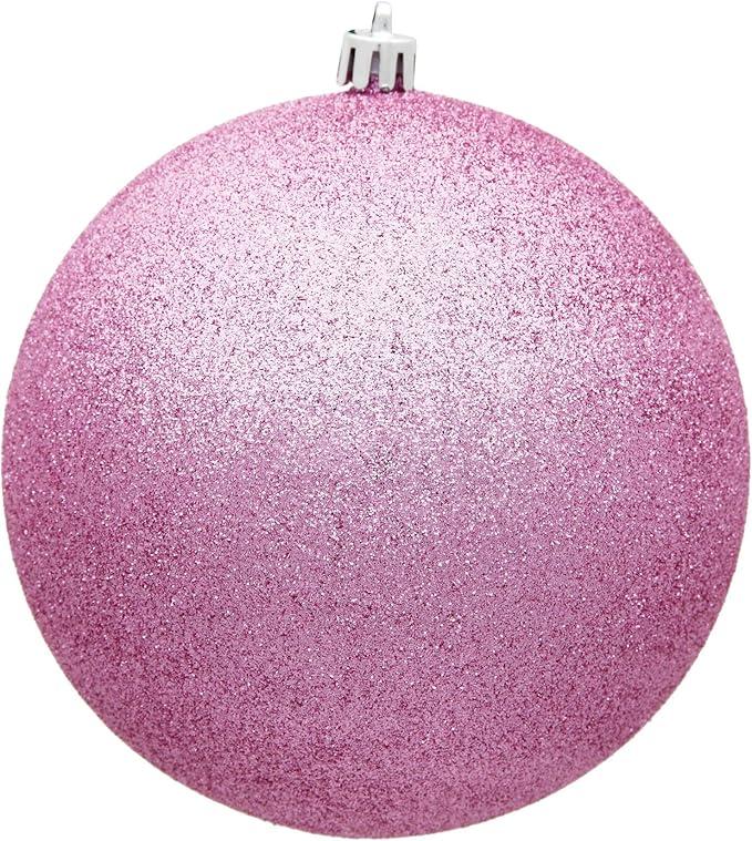 Zubebe 6 Pcs 8" Extra Large Outdoors Christmas Balls Ornaments Jumbo Oversized Christmas Tree Decorations Giant Hanging Xmas Plastic Balls Ornaments for Lawn Yard Decoration (Glitter Pink)