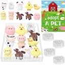 Blueweenly 15Pcs Adopt a Pet Farm Party Favors Mini Stuffed Animals Set Includes12 Small Farm Stuffed Animals 2 White Plastic Fence 1 Sign for Adopt A Pet Party Birthday Gifts