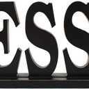 Attraction Design Rustic Wood Blessed Sign for Home Decor, Freestanding Tabletop Decor, 16.5" X 5" Black Blessed Block Letters Sign for Family Mantel