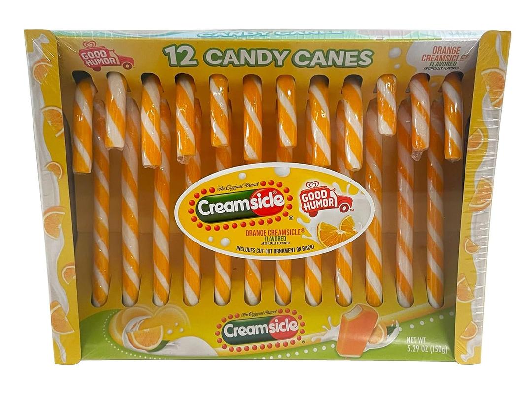 Good Humor Orange Creamsicle Candy Canes, 12 Count Box, 5.29 Oz (EXP 04/30/26)