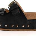 heelchic Platform Sandals Women, Chunky Platform Wedges with Arch Support, Big Buckle Casual Open Toe Slide Sandals (8, 183a/Black)