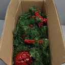 Brightown 9FT Christmas Garland with Lights, Battery Operated Prelit Garland with Pinecones, Berries, Bows, Ornaments, 100 LED White Lights, 8 Modes, Timer, for Mantle, Stairs, Fireplace, Door, Fence