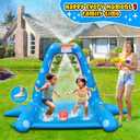 JOSEN Sprinkler for Kids Outdoor Play, Giant Inflatable Shark Water Toys Splash Pad with Basketball Hoop, Fun Sprinkler Summer Outdoor Game for 3-8 Years Old Children Boys Girls Gift, 110" x 62" x 66"