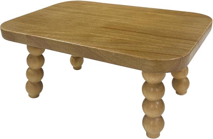 JUIOETUR Solid Wooden footstool9.3 Inch  Short Stool for Kids & Adults, Sensory Table Helper  Sturdy Foot Stool for Bathroom, Kitchen, Bedroom, Natural Plant Stand, Toddler Helper (Brown)