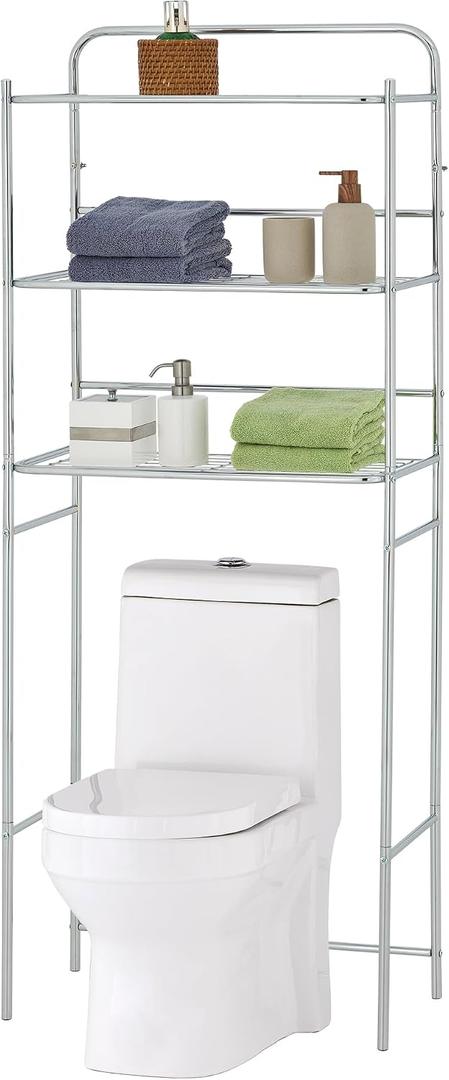 Display By Jack Over-The-Toilet Bathroom Storage Rack, 3-Tier Space-Saving Organizer – Metal Shelf Unit for Towels, Toiletries, and Bathroom Essentials