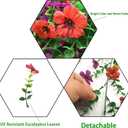 Artificial Hanging Flowers Plants for Outdoor Spring Decoration,2 Pcs Faux Silk Daisy with Eucalyptus Leaves,UV Resistant No Fade Look Real Violet for Outside Home Indoor Decor (Red+Purple)