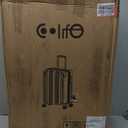 Coolife Luggage Expandable (only 28") Suitcase PC+ABS Spinner 20in 24in 28in Carry on (White Grid New, L(28in))