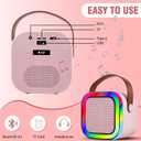 Mini Karaoke Machine for Kids Gift, Mini Kraoke Machin Portable Bluetooth Speaker with 2 Microphone, Mini Kraoke Machine for Girls Birthday 4, 5, 6, 7, 8, 9, 10+ Year Old Pink