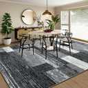 Large Area Rugs,Modern Geometric Patchwork Floor Decor for Bedroom Aesthetic Carpet, Rockwood Collection, Indoor Rugs for Living Room, Dining Room, Nursery, Office, Machine Washable Rug,8x10 Ft Grey