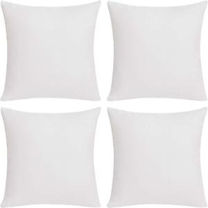 Deconovo Decorative Throw Pillow Covers - Set of 4 Soft Linen Cushion Covers, 18x18 Inch, Green & Machine Washable Pillowcases for Sofa, Bedroom, Living Room Dcor, White