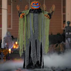 JOYIN 72" Halloween Decorations Outdoor Life Size Animatronics Ghost Pumpkin Decor, Sound-Actived Haunted House Props with Creepy Sound for Garden Yard Lawn JOYIN 72" Halloween Decorations Outdoor Life Size Animatronics Ghost Pumpkin Decor, Sound-Actived Haunted House Props with Creepy Sound for Garden Yard Lawn