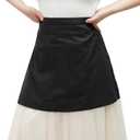 KUOIN Medieval Renaissance Apron with Pocket, Linen Vintage Half Waist Waiter Cosplay Aprons (Black)