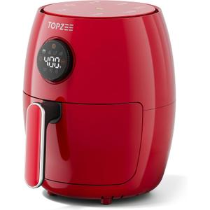 Small Compact Air Fryer, 2.1QT, 4-in-1 Small Mini Airfryer, Bake, Roast, Reheat, 98% Less Oil, Adjustable Temperature Control w/ 60min Timer, Quiet, Nonstick & Dishwasher Safe Basket, BPA-Free, Red