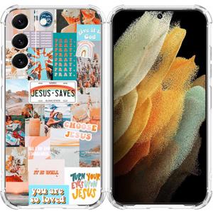 Christian Quotes Case for Galaxy S22,Aesthetic Vintage Bible Verses Jesus Words Collage, Soft TPU Bumper Case for Samsung Galaxy S22