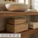 2 x Decorative Storage Boxes with Lids - Set of 2 Beautiful Wicker Organizer Bins for Your Shelves & Home Decor - Safely Store Your Photos, Documents, and Memory Box Keepsakes in a Stylish Rattan Design