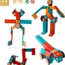 Magnetic Wooden Blocks Set, 22 Pieces STEM Travel Creativity Magnet Block Toys for 3 4 5 Year Old Age Girls Boys