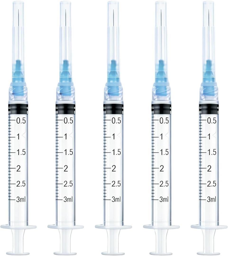 120 Pack 3ml/cc Lab Disposable Syringes with 23Ga 1 Inch Needle Luer Lock, Individually Sealed Packed