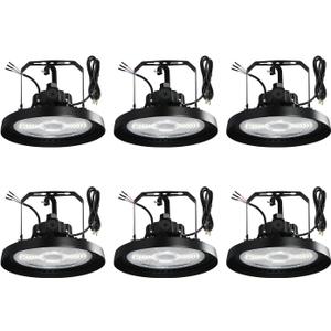 UFO LED Warehouse Light High Bay Dimmable 0-10V with US Plug 4Ft Cable, 200W (Eqv.1000W MH/HPS), 5000K, IP65 Commercial Area Lighting Fixture for Warehouse Workshop Garage Barn, UL Listed(6 Pack)