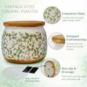Vintage Ceramic Flower Pot - Indoor Outdoor Planters with Drainage Holes & Filter Screen, 9 Large Rustic Farmhouse Decorative Plant Pots for Garden/Patio/Balcony (Green Vines, Large)