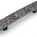 JETLAND Bridged Drawer Cabinet Pulls, 4-Pack Antique Gray 4" Hole Centers, Antique Peony Solid Cast, TG0115AN102