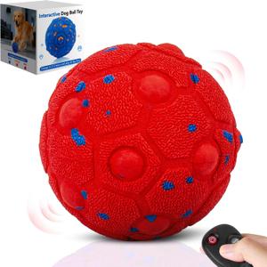 Newget Interactive Dog Toy Ball with Remote, 3 Modes Smart Moving Dog Balls with Touch Wake-Up, Automatic Bouncing/Rolling Chew-Resistant for Medium & Large Dogs to Keep Busy, Indoor/Outdoor (Bright Red)
