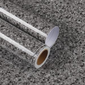 YENHOME 30"x118" Black Granite Contact Paper for Countertops Waterproof Granite Peel and Stick Countertops for Kitchen Bathroom Glossy Vinyl Marble Countertop Contact Paper Peel and Stick Wallpaper