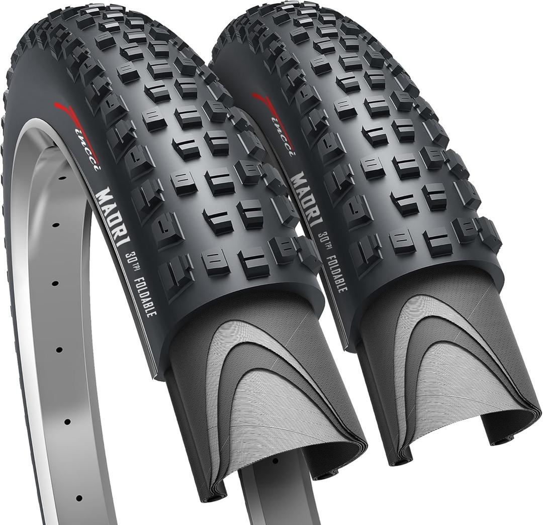 Fincci Pair 27.5 x 2.35 Bike Tire - Foldable Black 27.5 Mountain Bike Tires 60-584 Maori - 30 TPI - 27.5 Tires with Kevlar Bead for Enduro, MTB, Hybrid Bikes - Wheelset 27.5 inch for Man & Woman