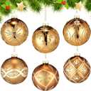 6 Pcs 3.15 Inch Glass Luxury Christmas Ball Bronze and Gold Ball Ornaments Glass Christmas Tree Decorations Luxury Hanging Ornaments for Xmas Tree Party Holiday Decor