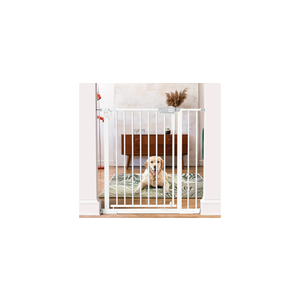MEEGEEM Baby Gate - 40'' Extra Tall and 30''-37'' Adjustable Width Pet Gate for Stairs & Doorways & House and More, Can Use As Dog Gate, Pressure Mounted, No Drilling, Auto Close, White