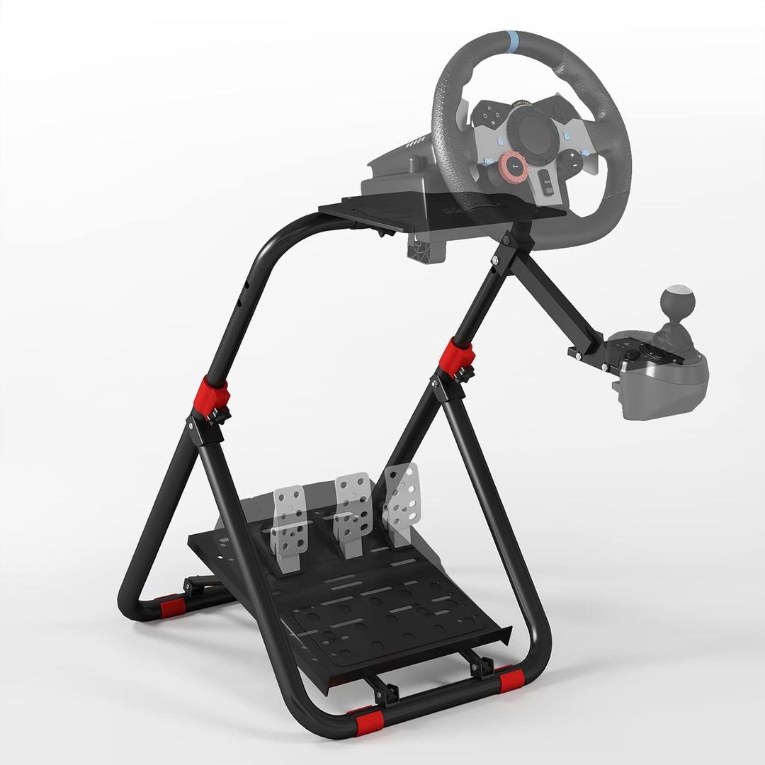 DIWANGUS Foldable & Adjustable Sim Racing Wheel Stand with Shifter Mount Reinforced Steel Tubing, Fit for Logitech G29 G920 G923,MOZA R3 R5, Thrustmaster T248 T300RS T150, No Wheel Pedal & Shifter