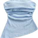 Floerns Women's Sleeveless Boho Summer Strapless Going Out Tube Tops (Blue)