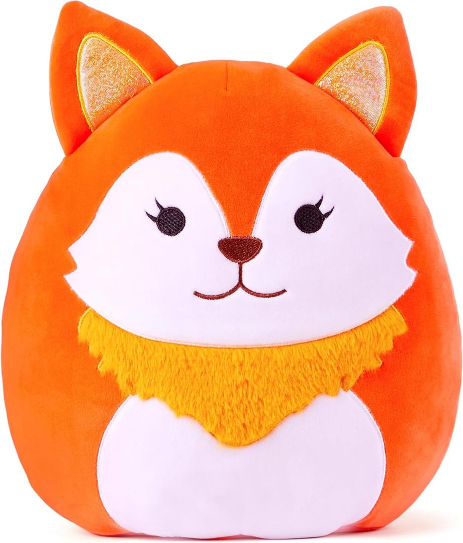 Large Fox Plush Pillow Stuffed Animal Toy,13" Big Size Cute Soft Toys Fat Kawaii Hugging Stuff Cuddle Huggable Plushie,Gift for Kids