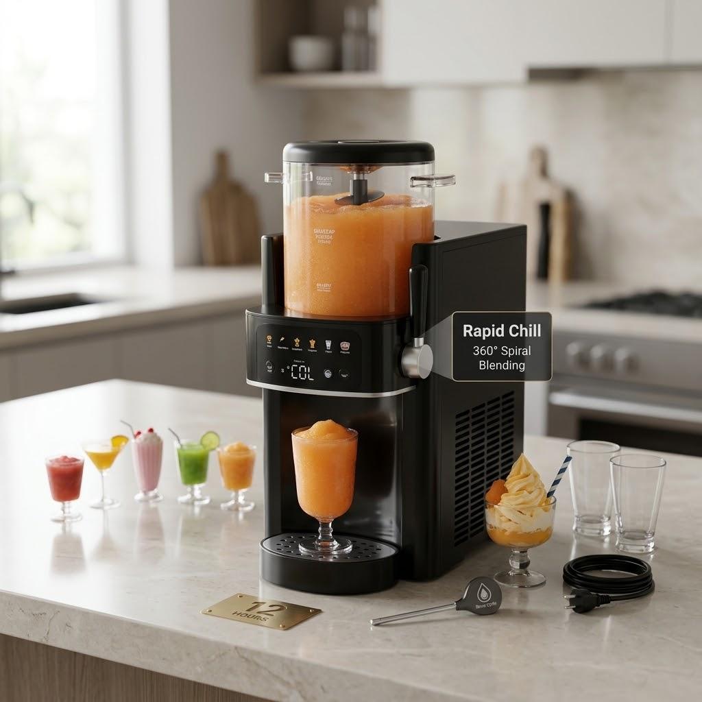 Slushy Slushie & Ice Cream Maker – Rapid Chill Countertop Frozen Drink Machine (No Ice Needed), Slush-Ease 68oz Slushie Machine, 48oz Liquid Capacity Frozen Drink Maker & Slushy Machine with 5 Presets and LED Display, Perfect for Frozen Margaritas, Frappes, Smoothies & Shakes