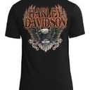 Harley-Davidson Men's Eagle Piston Short Sleeve Crew-Neck Cotton T-Shirt - Black Medium