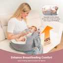 Elevated Nursing Pillow with Arm Pillow, Ergonomic Safety Memory Foam Breastfeeding Pillow, Adjustable Strap, Wider Cushion, Removable Cover & Side Pocket for Breastfeeding & Bottle Feeding