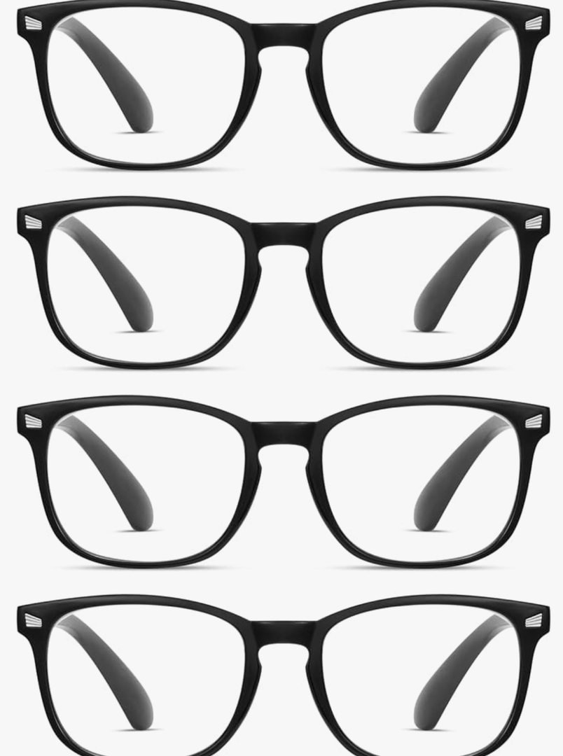 BLS BLUES Reading Glasses for Women for Home, Office & Driving - HD Clear Readers with Blue Light Blocking Protection, +0.0 (4 Pack)