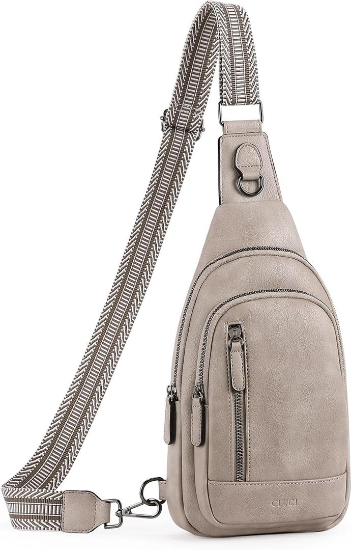 CLUCI Crossbody Bags for Women Men,Leather Sling Bag Cross Body Backpack for Woman Gifts for Women Birthday Unique (0-3 Grey)