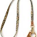 MNGARISTA Neck Floral Key Lanyard for Women, Durable ID Lanyards with Keyring and Clasp for ID Badges, School ID or Wallets, Leopard