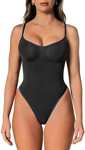 herslims Shapewear Tummy Control Bodysuit Thong or Brief: Sculpting Shaper Tank Top Bodysuits & Snatched Waist Body Suit L/XL