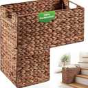Livole Handwoven Water Hyacinth Stair Basket for Carpeted & Wooden Stairs