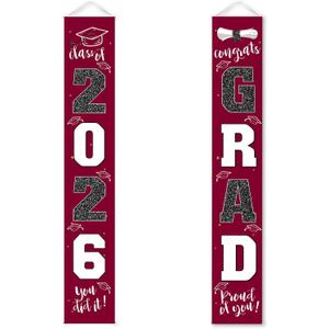 Graduation Decorations 2026 Banner Porch Sign Maroon Burgundy Red for Class of 2026 Graduates Party Supplies
