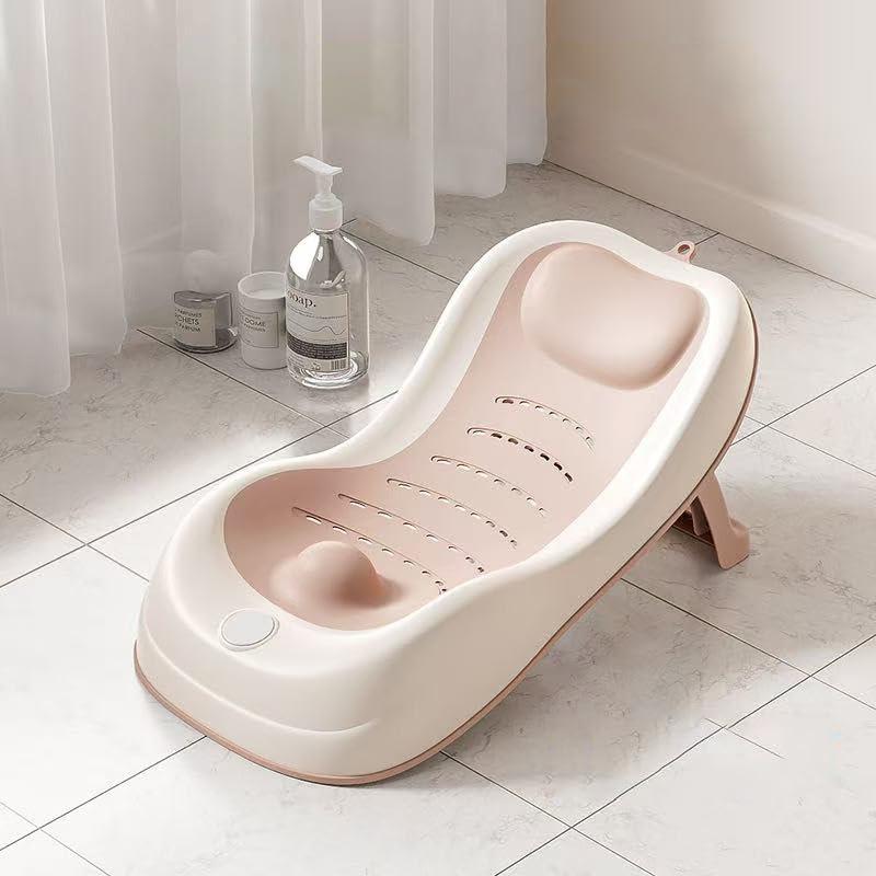 PandaEar Baby Bath Support, Foldable Infant Bathtub for Newborn Babies 0-6 Months, Soft Sink Baby Bath Tub (Pink)