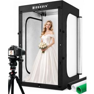 DUCLUS Photo Light Box 47×39×79 Inch for Clothing Photography, 400 LED Studio Shooting Tent with 8 Light Panels, CRI 96+, 12000lm Daylight, 3 Matte PP Backdrops for Bags, Models & Large Products