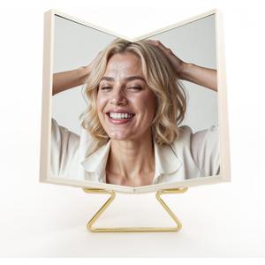 Realme V0 True Non-Reversing Mirror with Stand, True Reflection, True Image, True Mirror, Non-Magnifying Desk Mirror, Unmatched Precision, Slim Design for Makeup Vanity