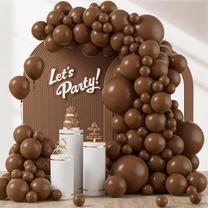 120pcs Dark Brown Balloons, 18 12 10 5 inch Boho Latex Balloons Different Sizes Dark Brown Balloon Arch Kit for Birthday Baby Shower Wedding Anniversary Party Decorations