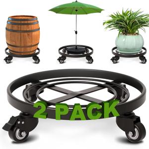 AMAGABELI GARDEN & HOME Plant Caddy with Wheels Heavy Duty 14 2 Pack Rolling Plant Stand Plant Dolly Iron Wheeled Lockable Casters Round Pot Mover Rollers Indoor Outdoor Planter Trolley Metal